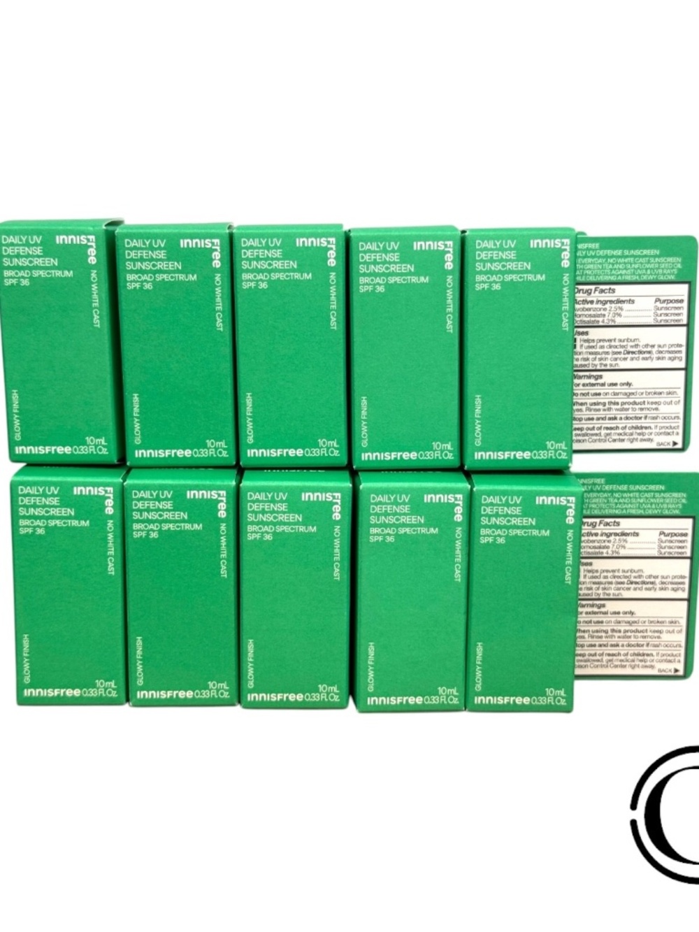 LOT OF 10 Innisfree Daily UV Defense Mineral Sunscreen SPF 36 - 3.3 oz TOTAL